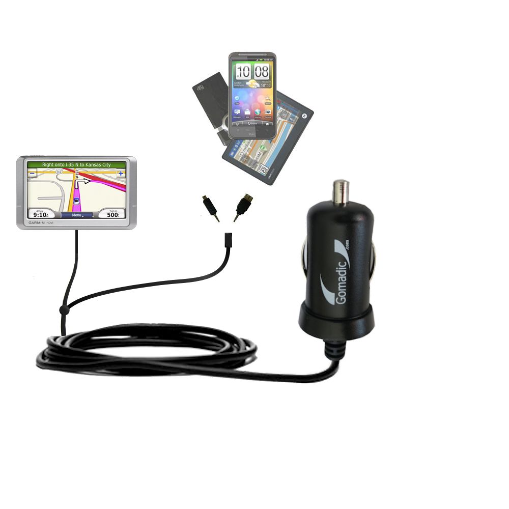mini Double Car Charger with tips including compatible with the Garmin Nuvi 1340T