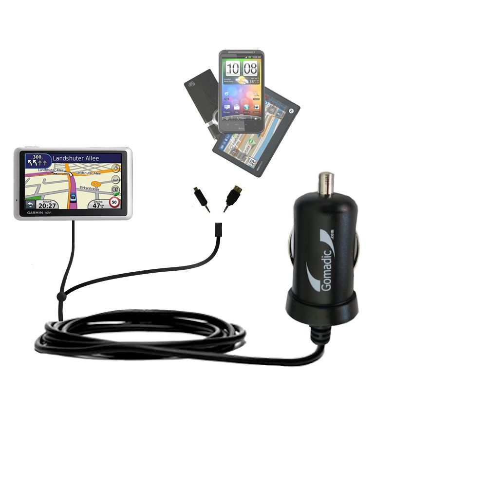 mini Double Car Charger with tips including compatible with the Garmin Nuvi 1370Tpro