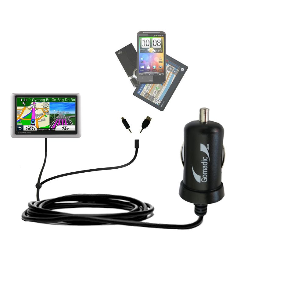 mini Double Car Charger with tips including compatible with the Garmin Nuvi 1450