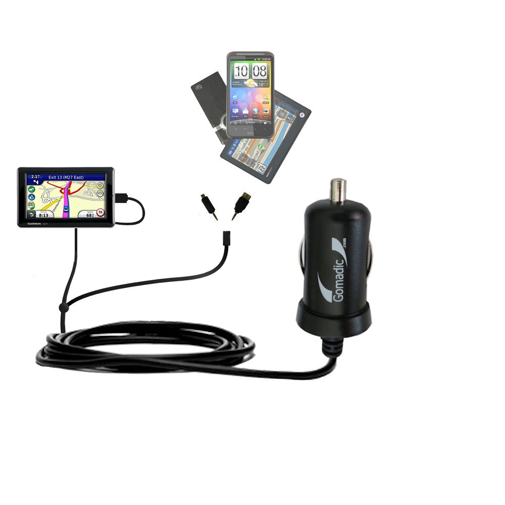 mini Double Car Charger with tips including compatible with the Garmin Nuvi 1695