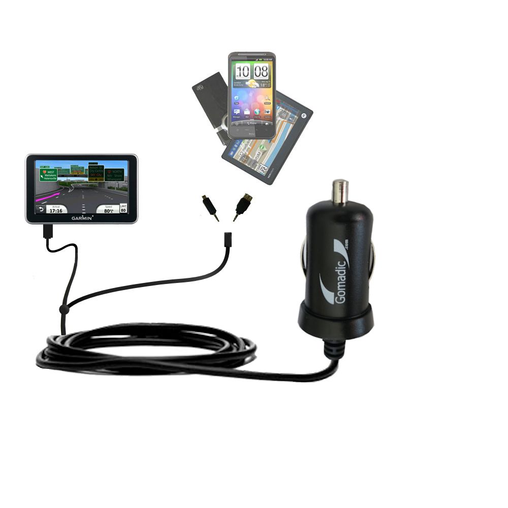 mini Double Car Charger with tips including compatible with the Garmin Nuvi 2350