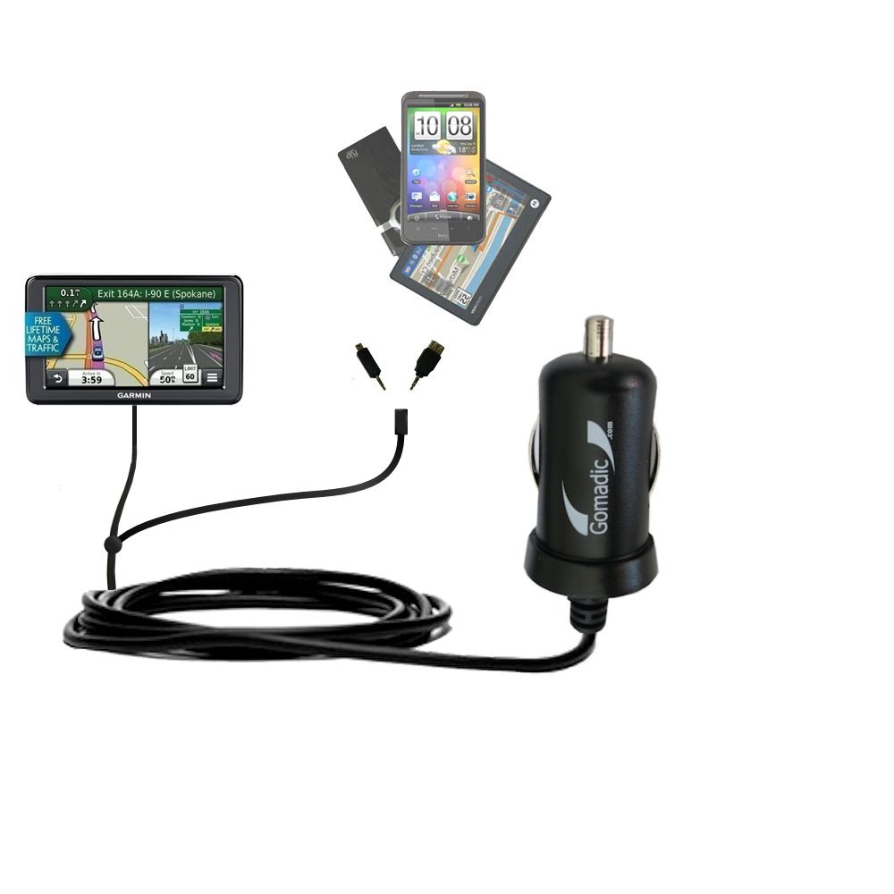 mini Double Car Charger with tips including compatible with the Garmin Nuvi 245T