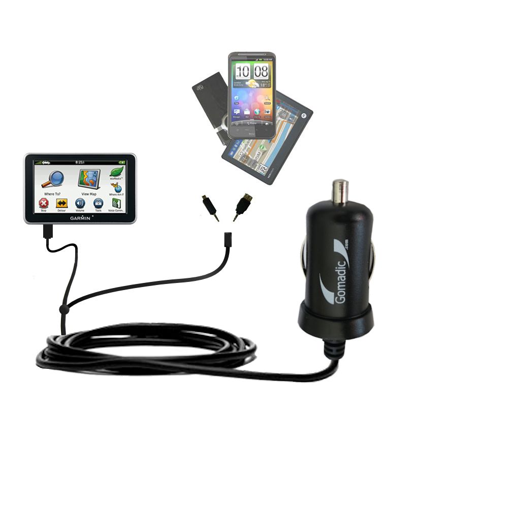 mini Double Car Charger with tips including compatible with the Garmin Nuvi 2460 2450