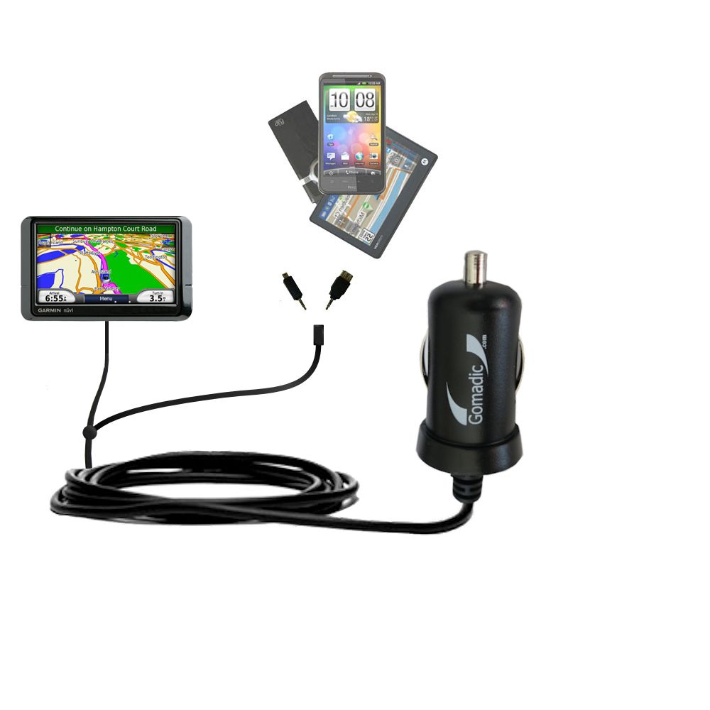 mini Double Car Charger with tips including compatible with the Garmin Nuvi 255