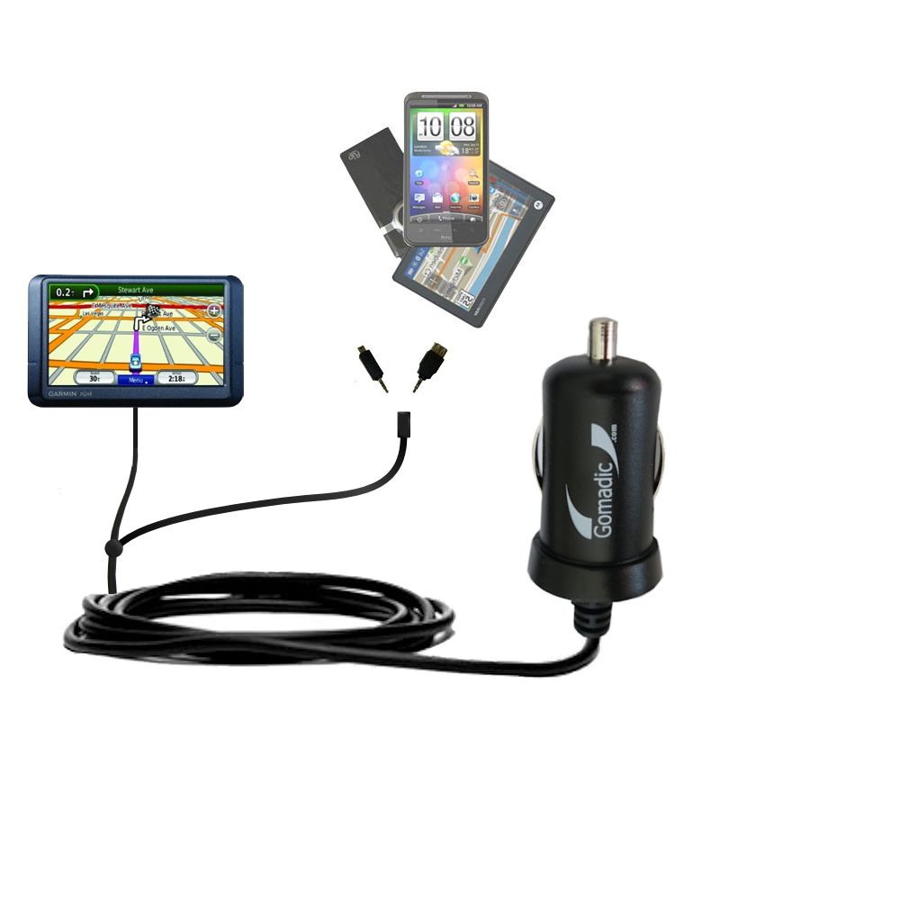 mini Double Car Charger with tips including compatible with the Garmin nuvi 255WT