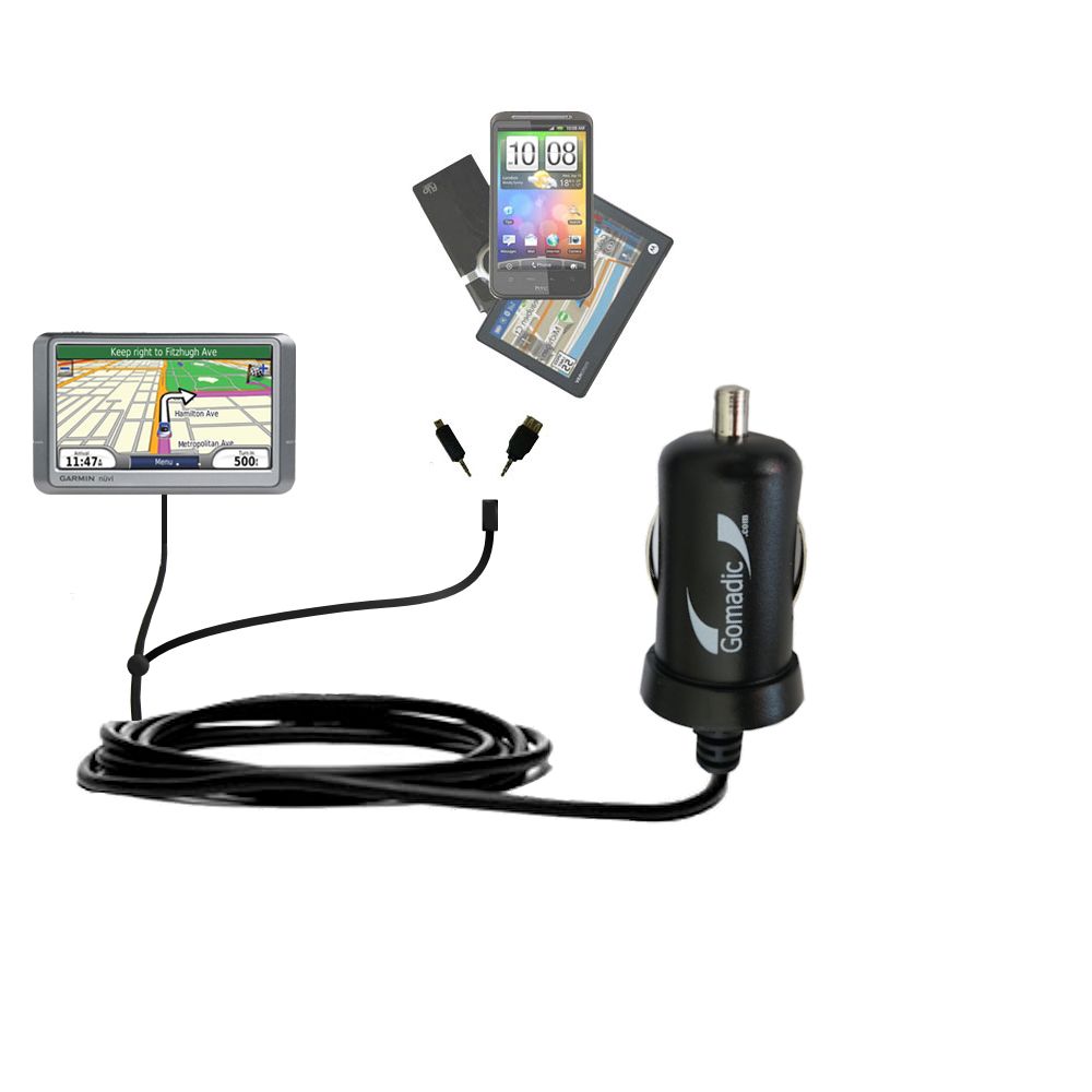 mini Double Car Charger with tips including compatible with the Garmin Nuvi 265T