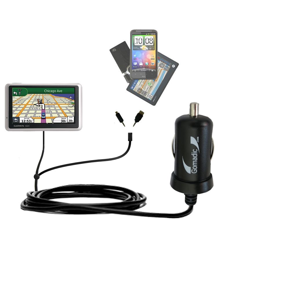 mini Double Car Charger with tips including compatible with the Garmin nuvi 2757 / 2797 LMT