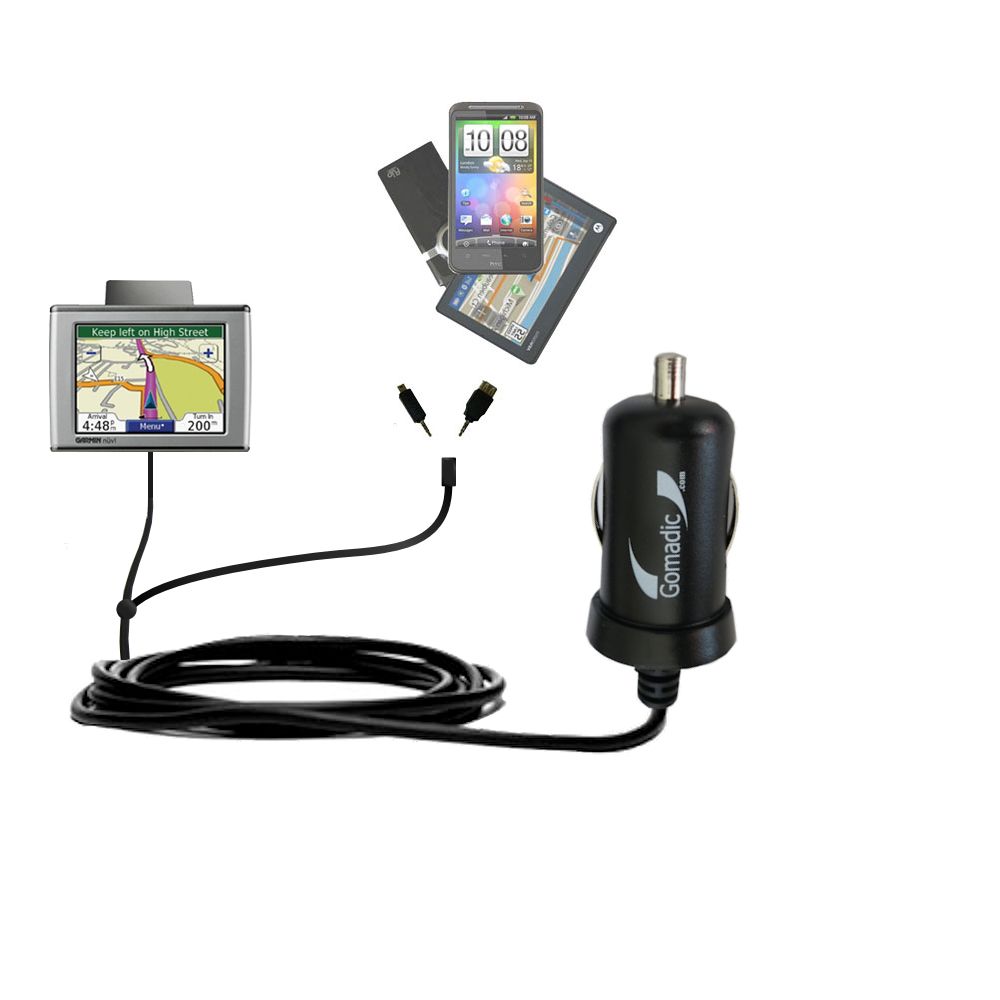 mini Double Car Charger with tips including compatible with the Garmin Nuvi 350