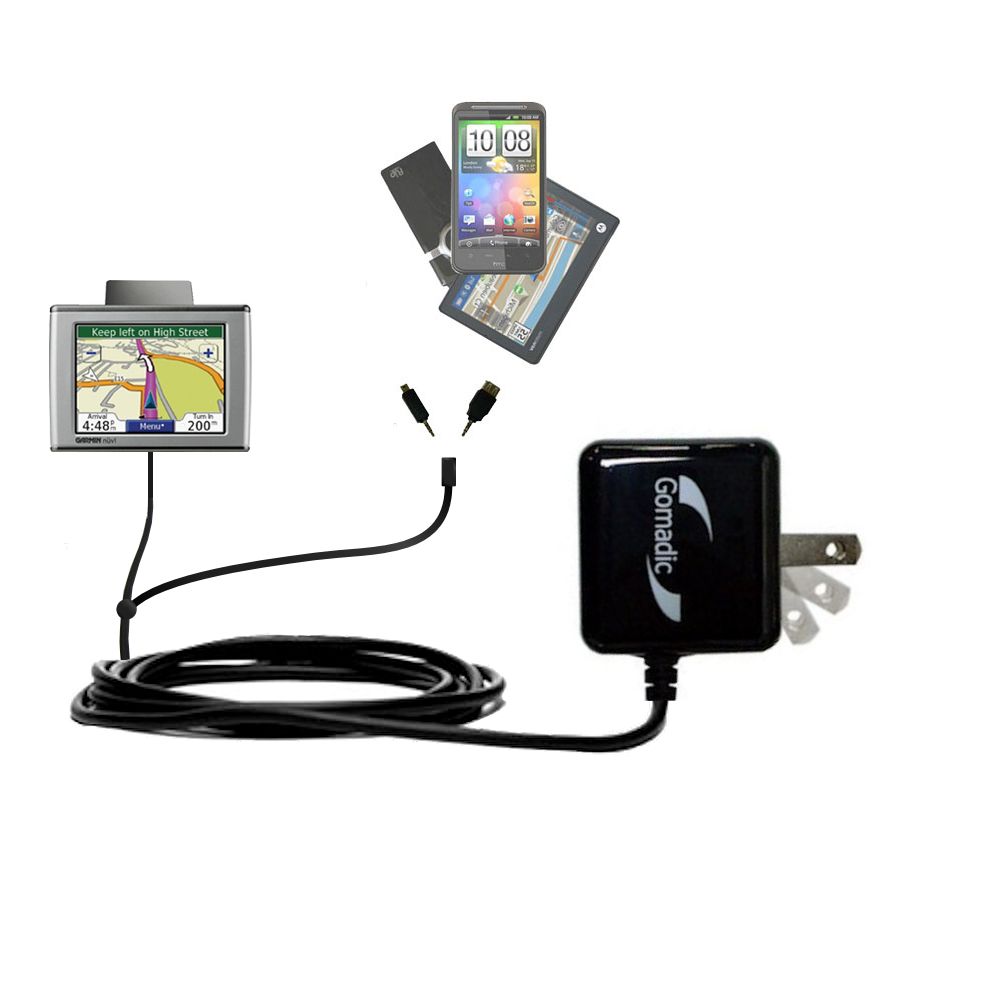 Gomadic Double Wall AC Home Charger suitable for the Garmin Nuvi 350 - Charge up to 2 devices at the same time with TipExchange Technology
