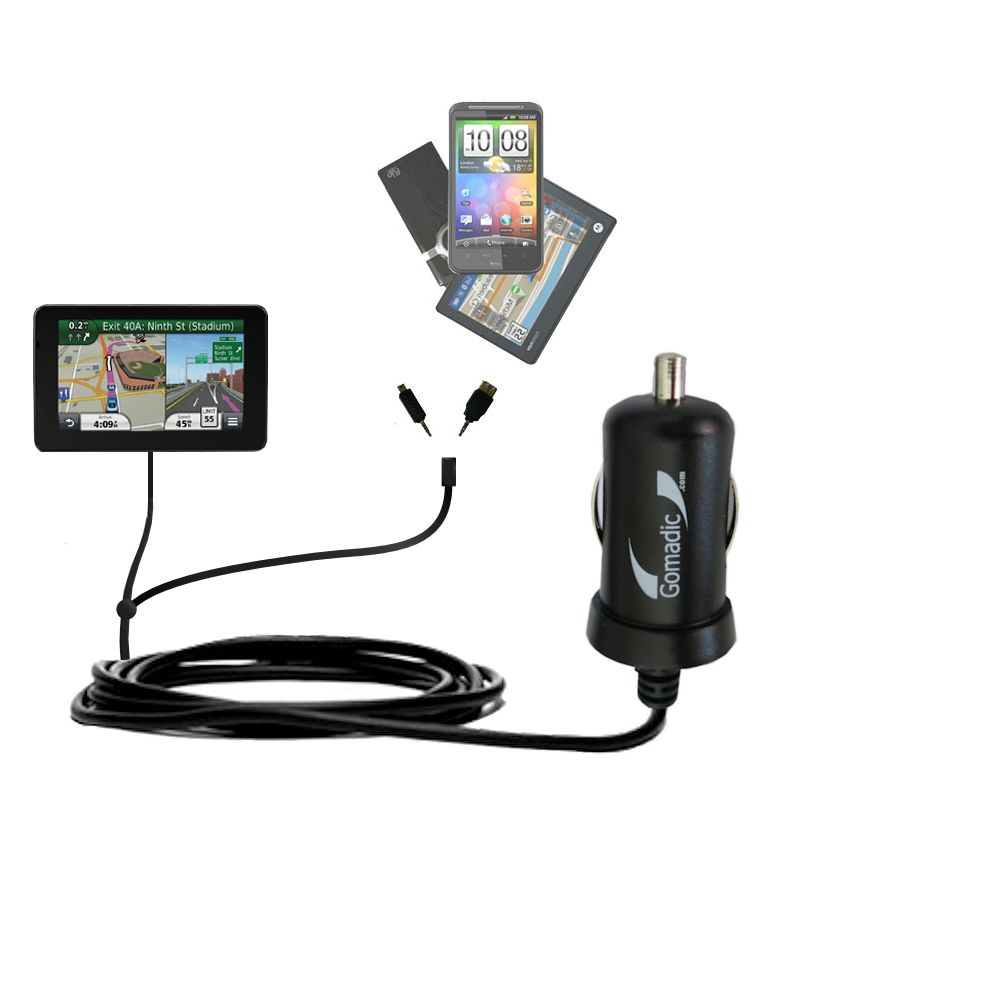mini Double Car Charger with tips including compatible with the Garmin Nuvi 3590 3590LMT