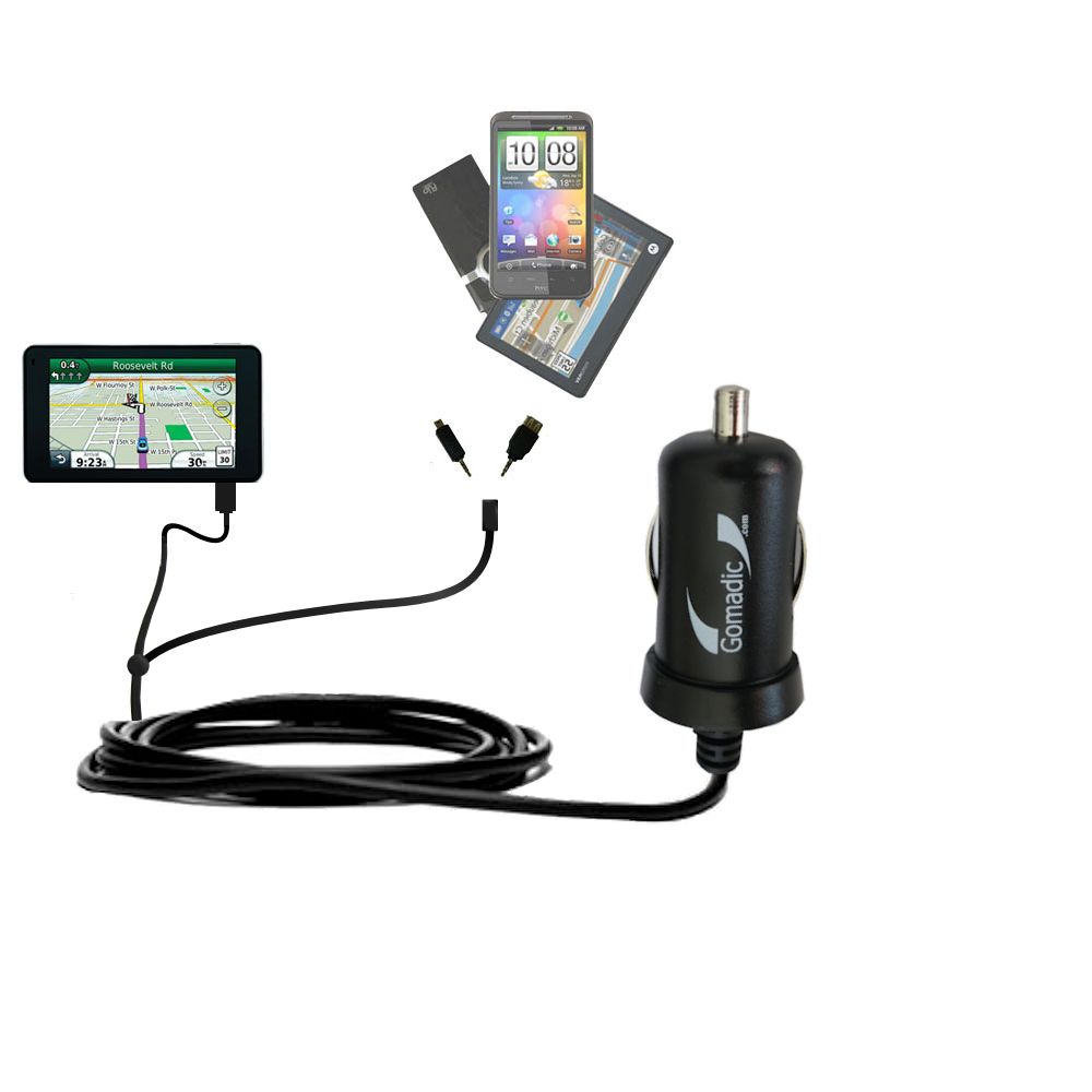 mini Double Car Charger with tips including compatible with the Garmin Nuvi 3750
