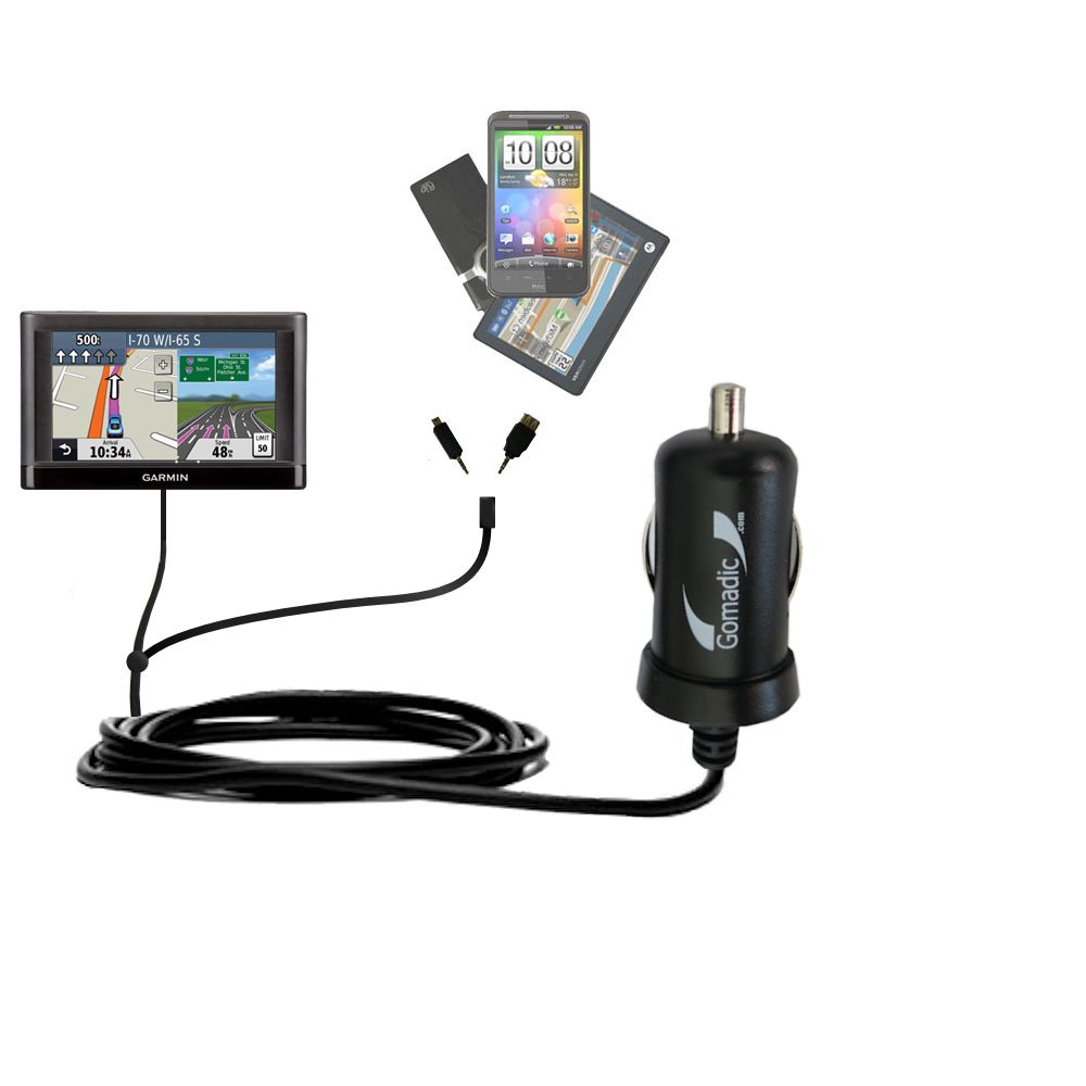mini Double Car Charger with tips including compatible with the Garmin nuvi 44