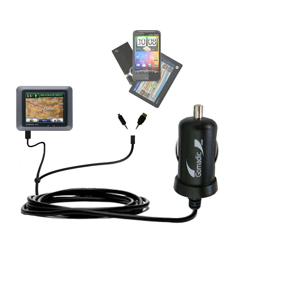 mini Double Car Charger with tips including compatible with the Garmin Nuvi 550