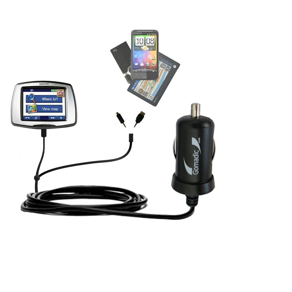 mini Double Car Charger with tips including compatible with the Garmin StreetPilot C510