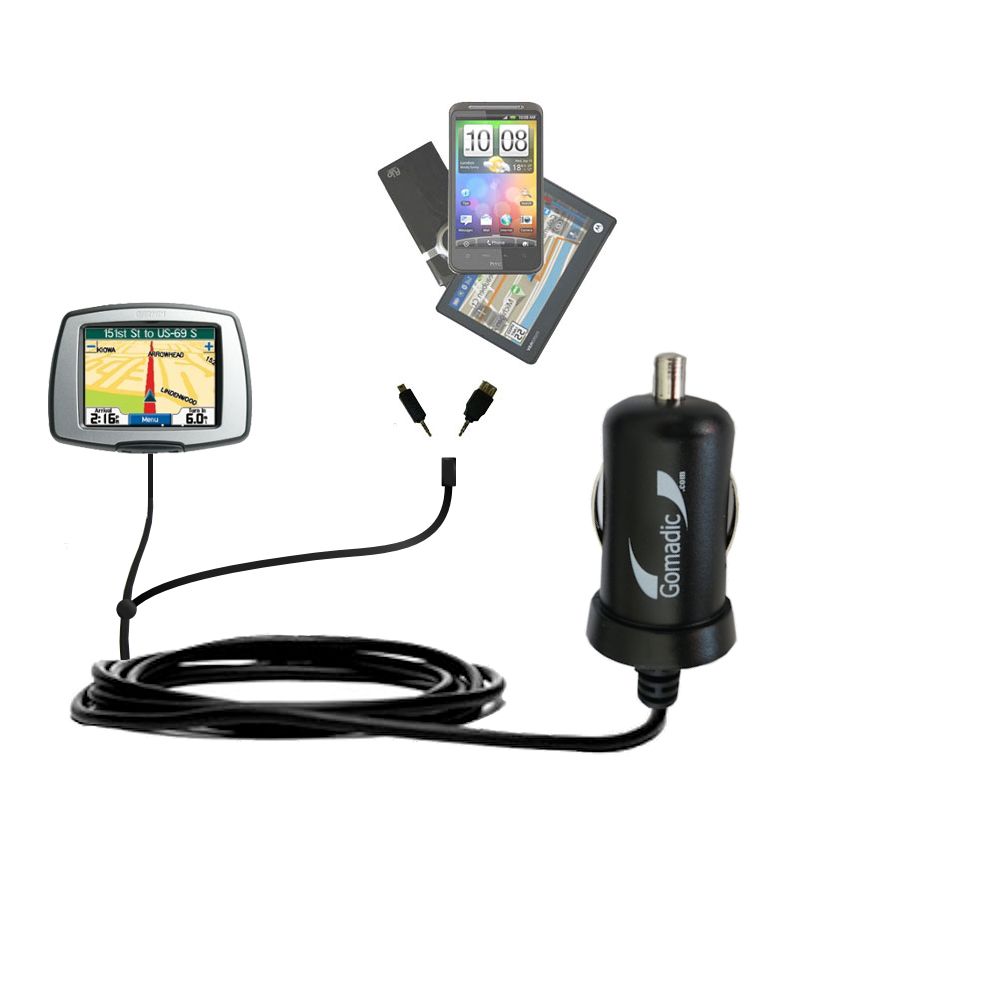 mini Double Car Charger with tips including compatible with the Garmin StreetPilot C550
