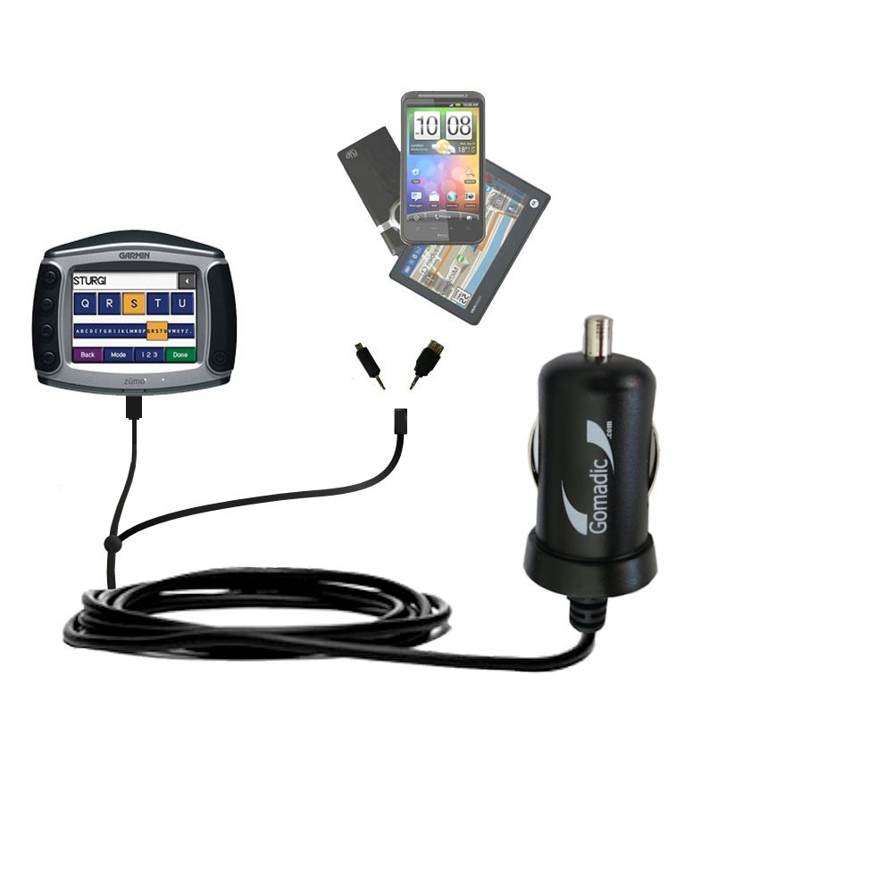 mini Double Car Charger with tips including compatible with the Garmin Zumo 550