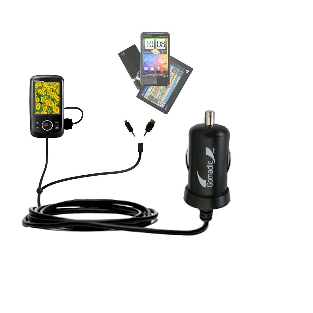 mini Double Car Charger with tips including compatible with the GE DV X