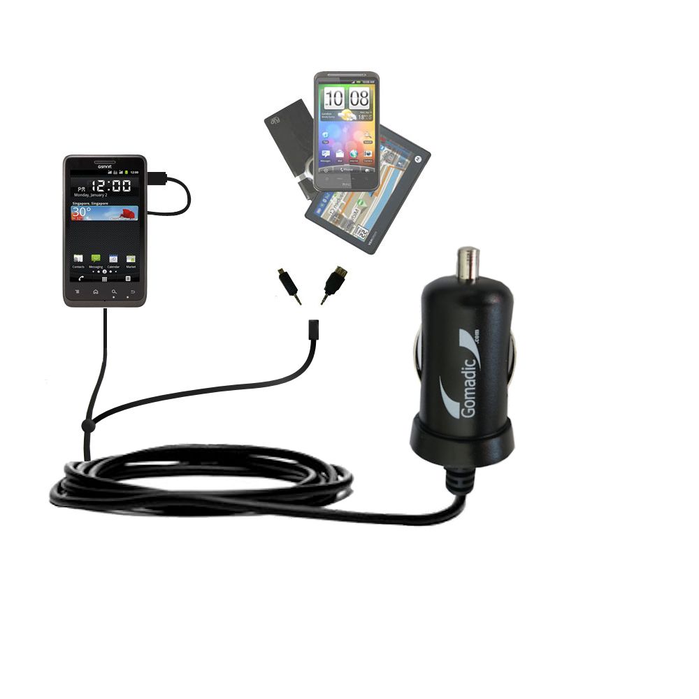 mini Double Car Charger with tips including compatible with the Gigabyte GSmart G1355