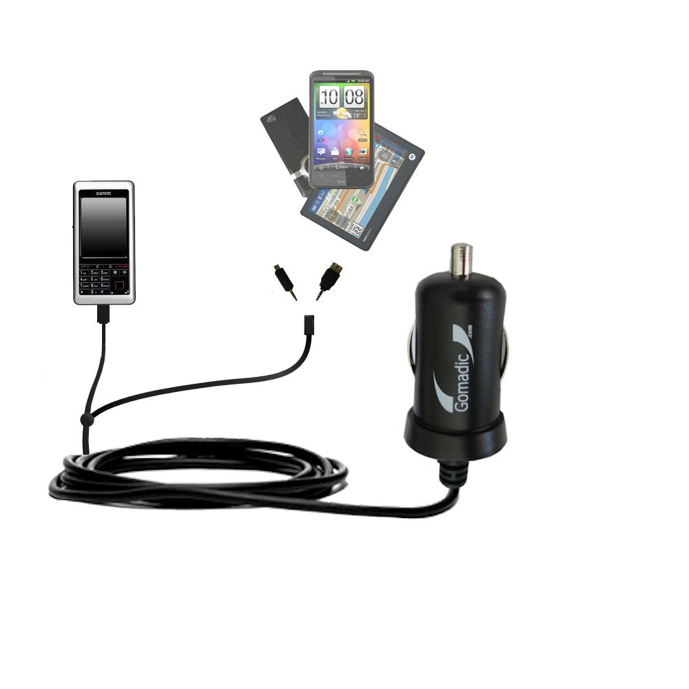 mini Double Car Charger with tips including compatible with the Gigabyte GSmart i120