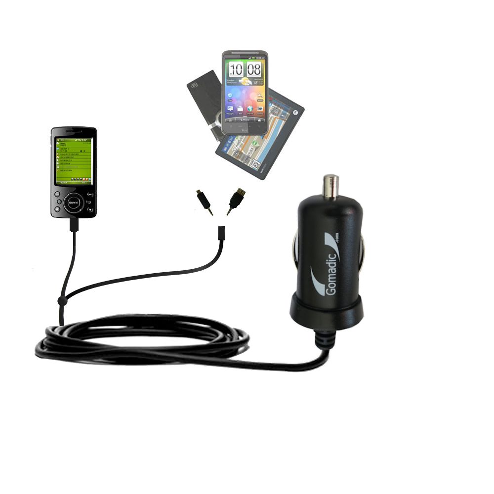 mini Double Car Charger with tips including compatible with the Gigabyte GSMART MW998