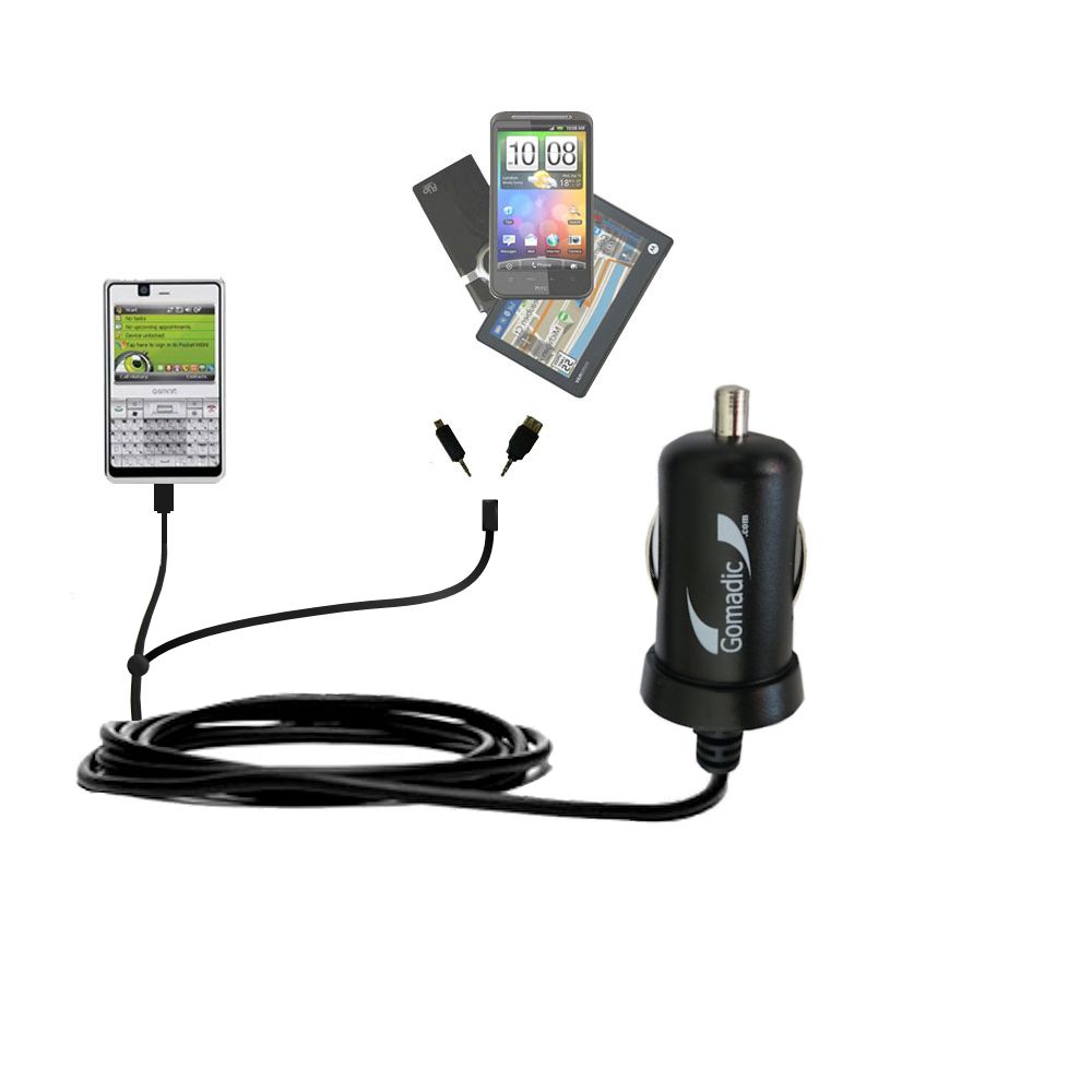 mini Double Car Charger with tips including compatible with the Gigabyte GSmart Q60