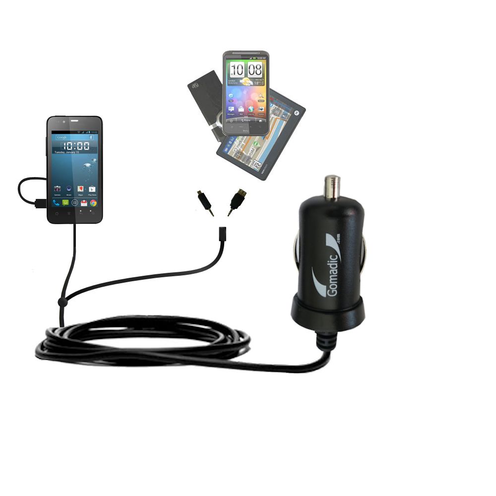 mini Double Car Charger with tips including compatible with the Gigabyte GSmart Rio R1