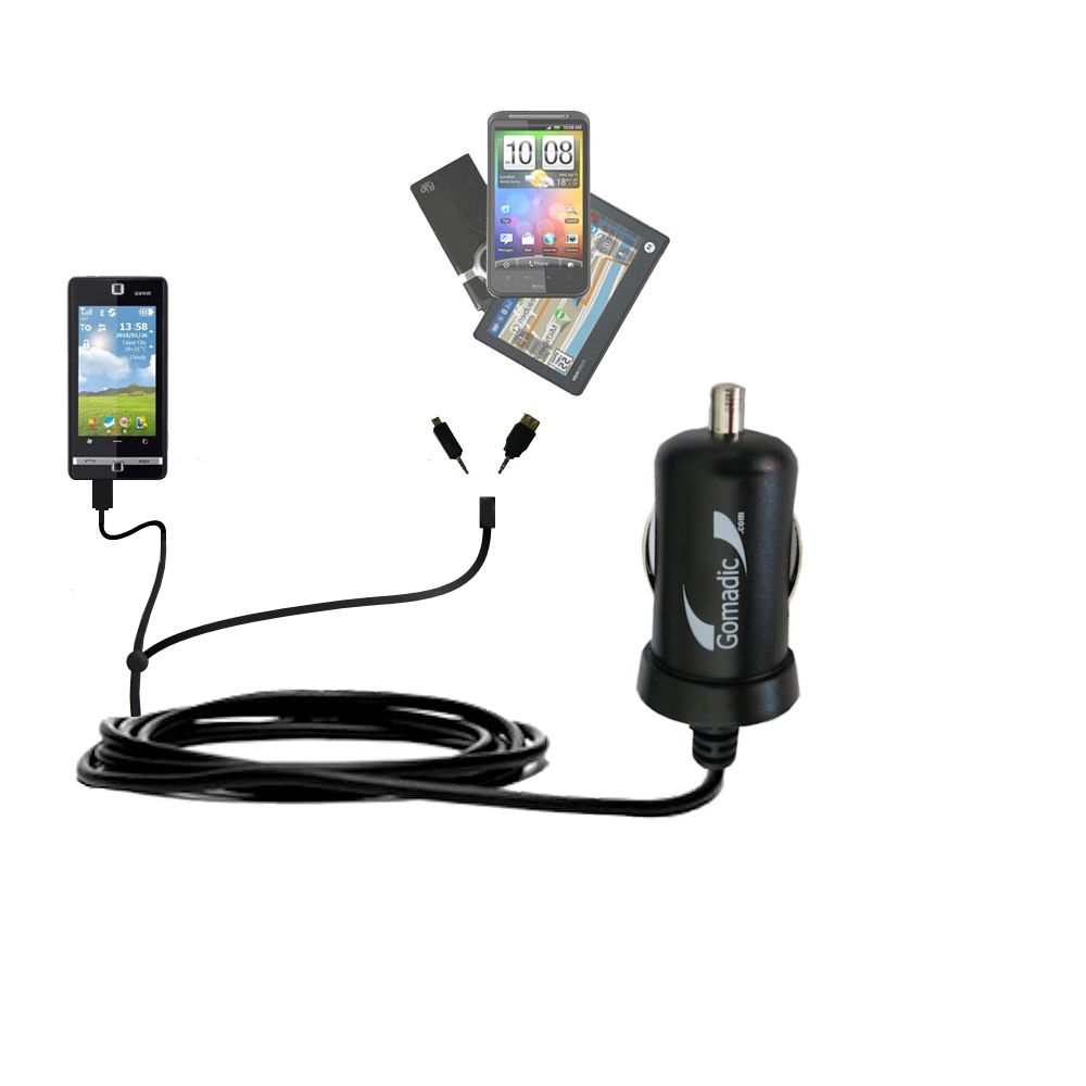mini Double Car Charger with tips including compatible with the Gigabyte GSMART S1205