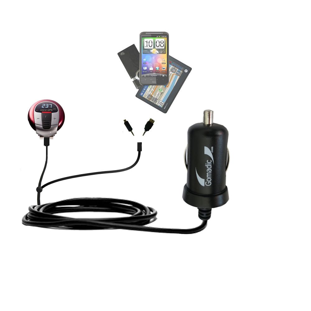 mini Double Car Charger with tips including compatible with the GoCaddyGo Voice GPS Pro