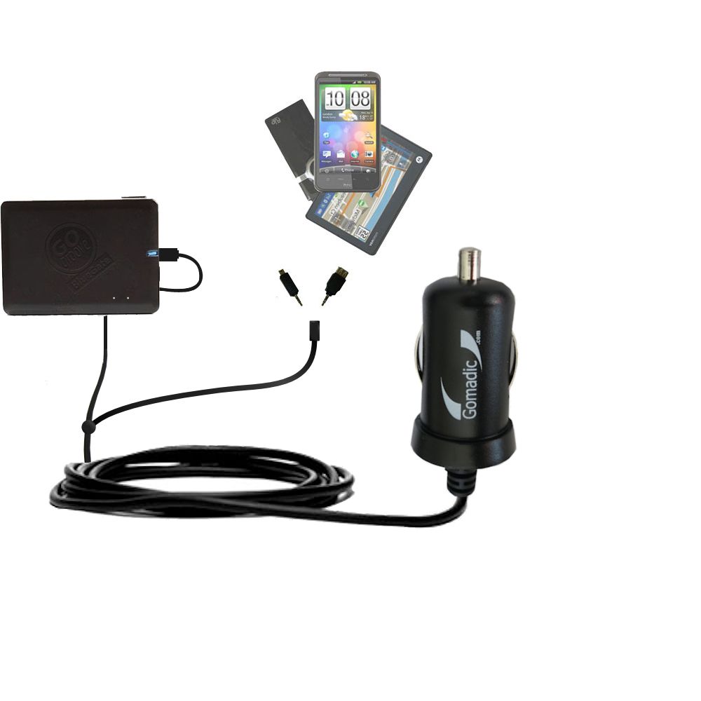 mini Double Car Charger with tips including compatible with the GOgroove BlueGate