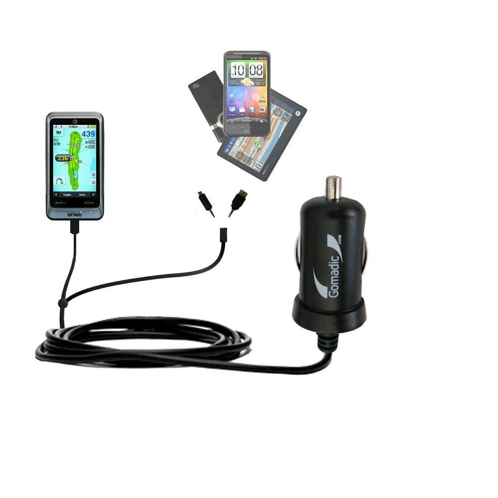 mini Double Car Charger with tips including compatible with the Golf Buddy PT4