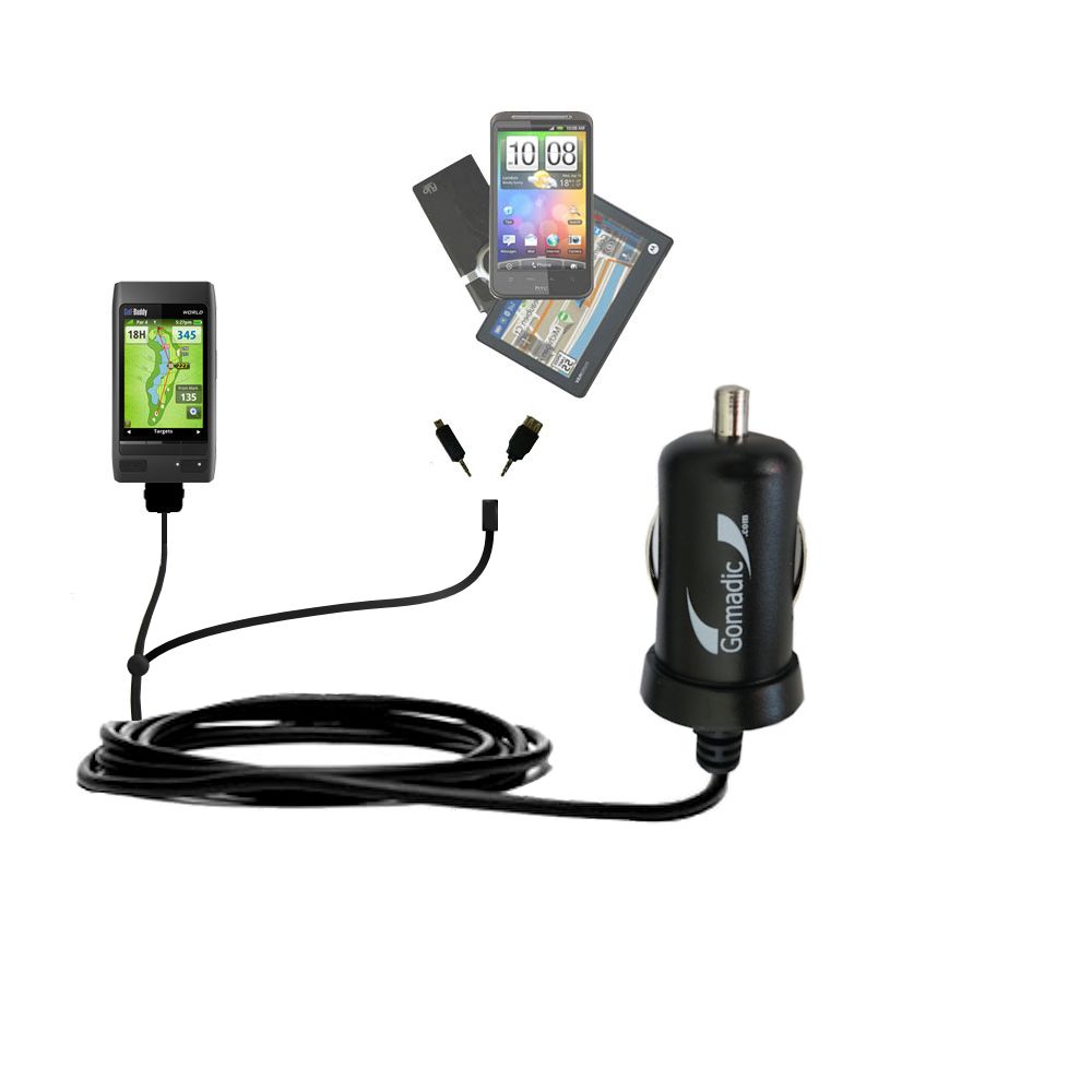 mini Double Car Charger with tips including compatible with the Golf Buddy World