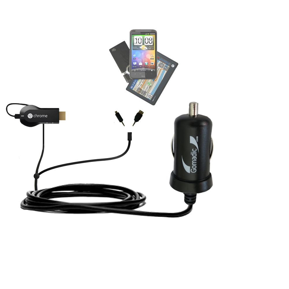 mini Double Car Charger with tips including compatible with the Google Chromecast