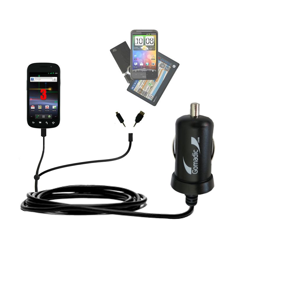 mini Double Car Charger with tips including compatible with the Google Nexus 3