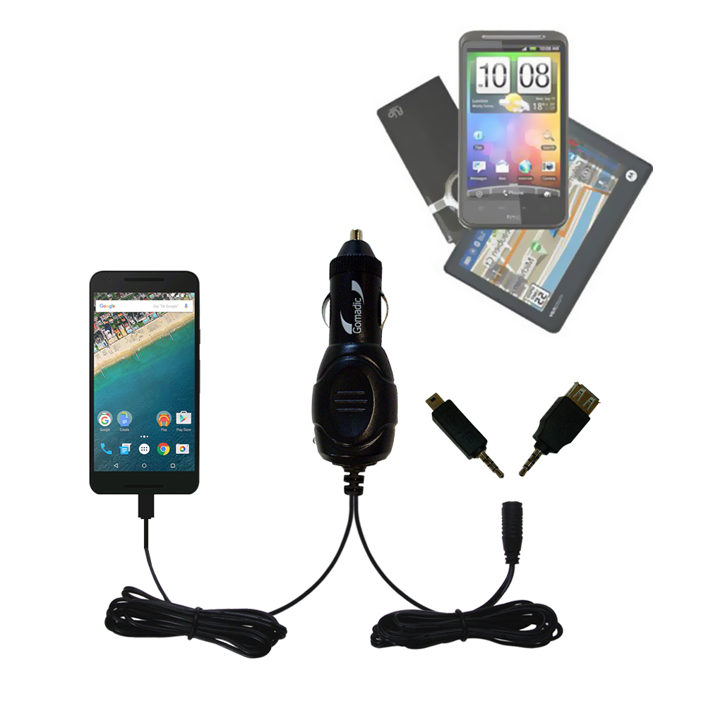 mini Double Car Charger with tips including compatible with the Google Nexus 5X