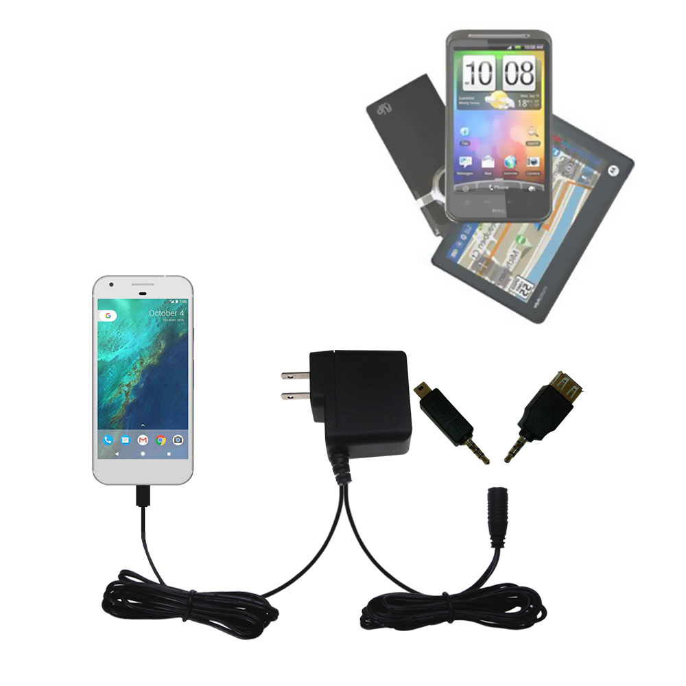 Double Wall Home Charger with tips including compatible with the Google Pixel