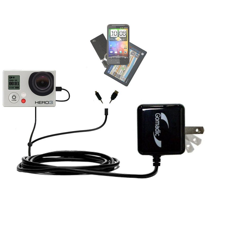 Double Wall Home Charger with tips including compatible with the GoPro Hero 2