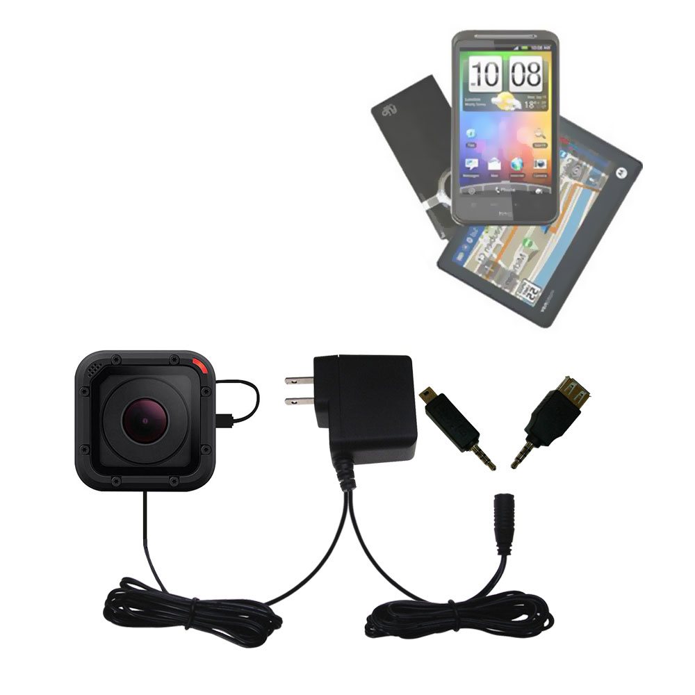 Double Wall Home Charger with tips including compatible with the GoPro HERO Session