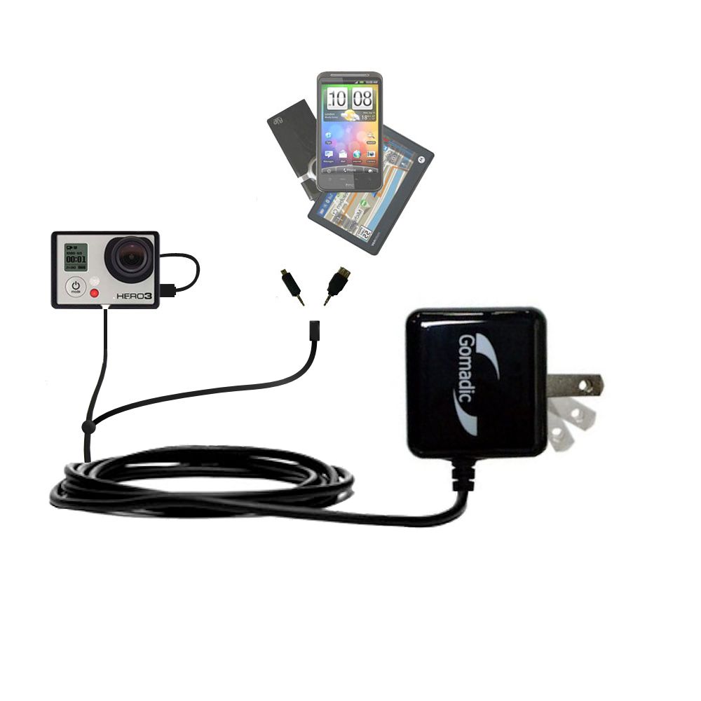 Double Wall Home Charger with tips including compatible with the GoPro Hero3