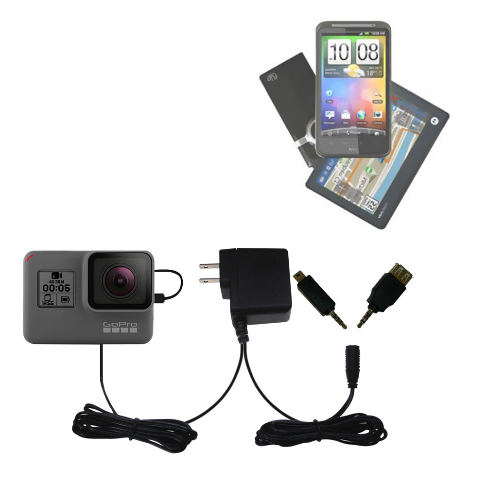 Double Wall Home Charger with tips including compatible with the GoPro HERO5 Black