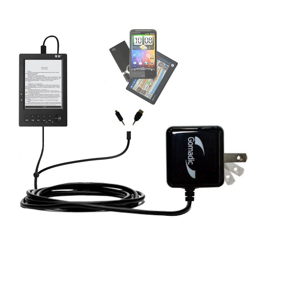 Double Wall Home Charger with tips including compatible with the HanLin eBook eBook V2 V3 V5