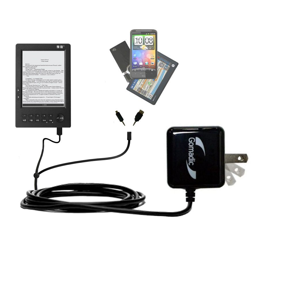 Double Wall Home Charger with tips including compatible with the HanLin eBook V3