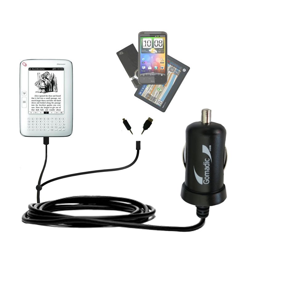 mini Double Car Charger with tips including compatible with the Hanvon WISEreader N520