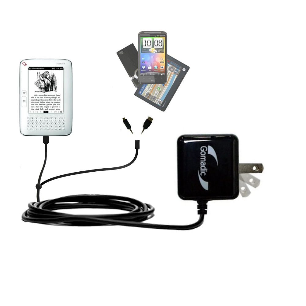 Double Wall Home Charger with tips including compatible with the Hanvon WISEreader N520