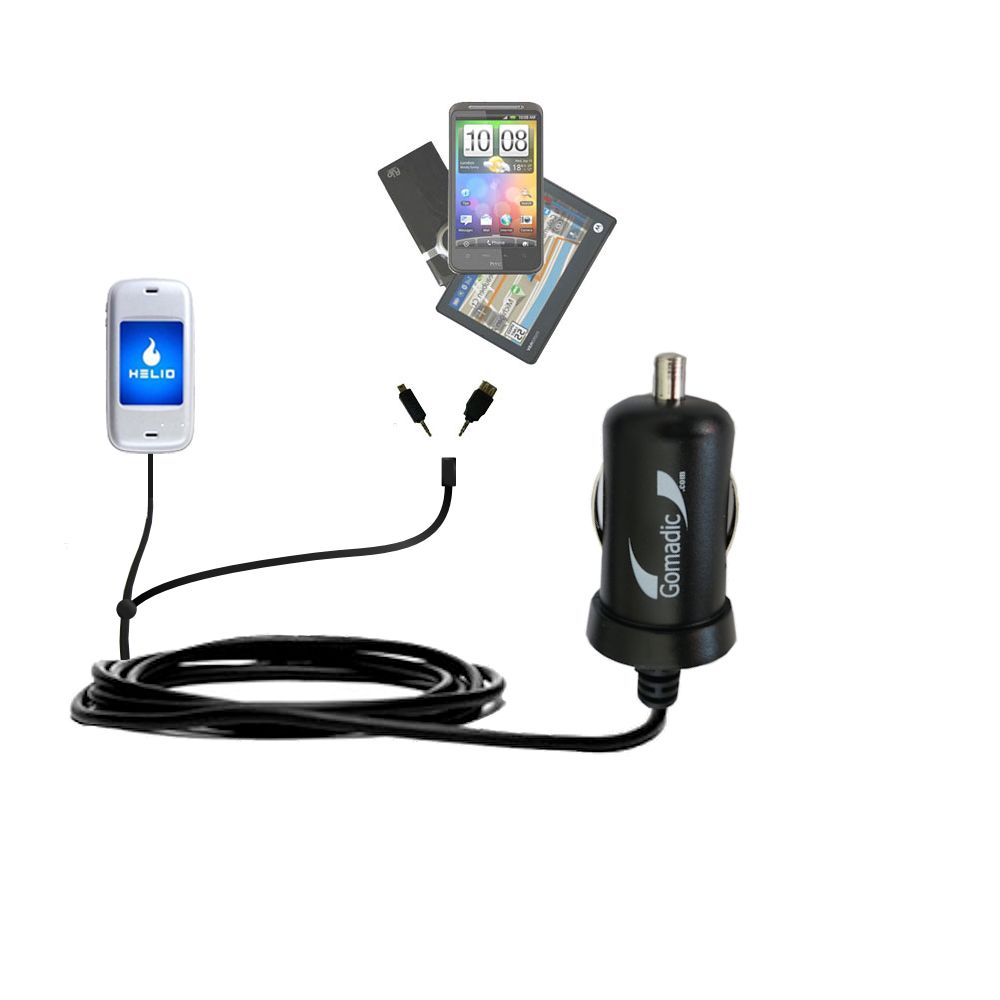 mini Double Car Charger with tips including compatible with the Helio Kickflip