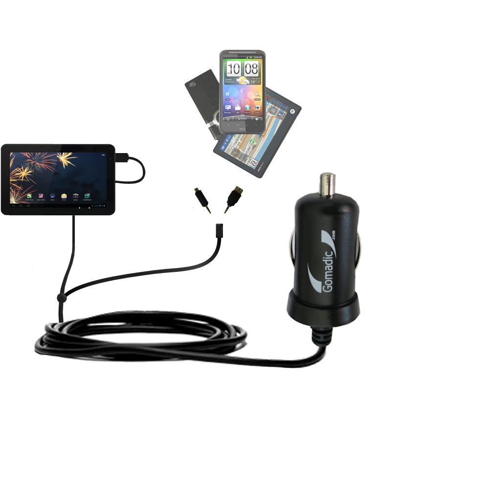 mini Double Car Charger with tips including compatible with the Hipstreet FLARE 2 HS-9DTB7-8G