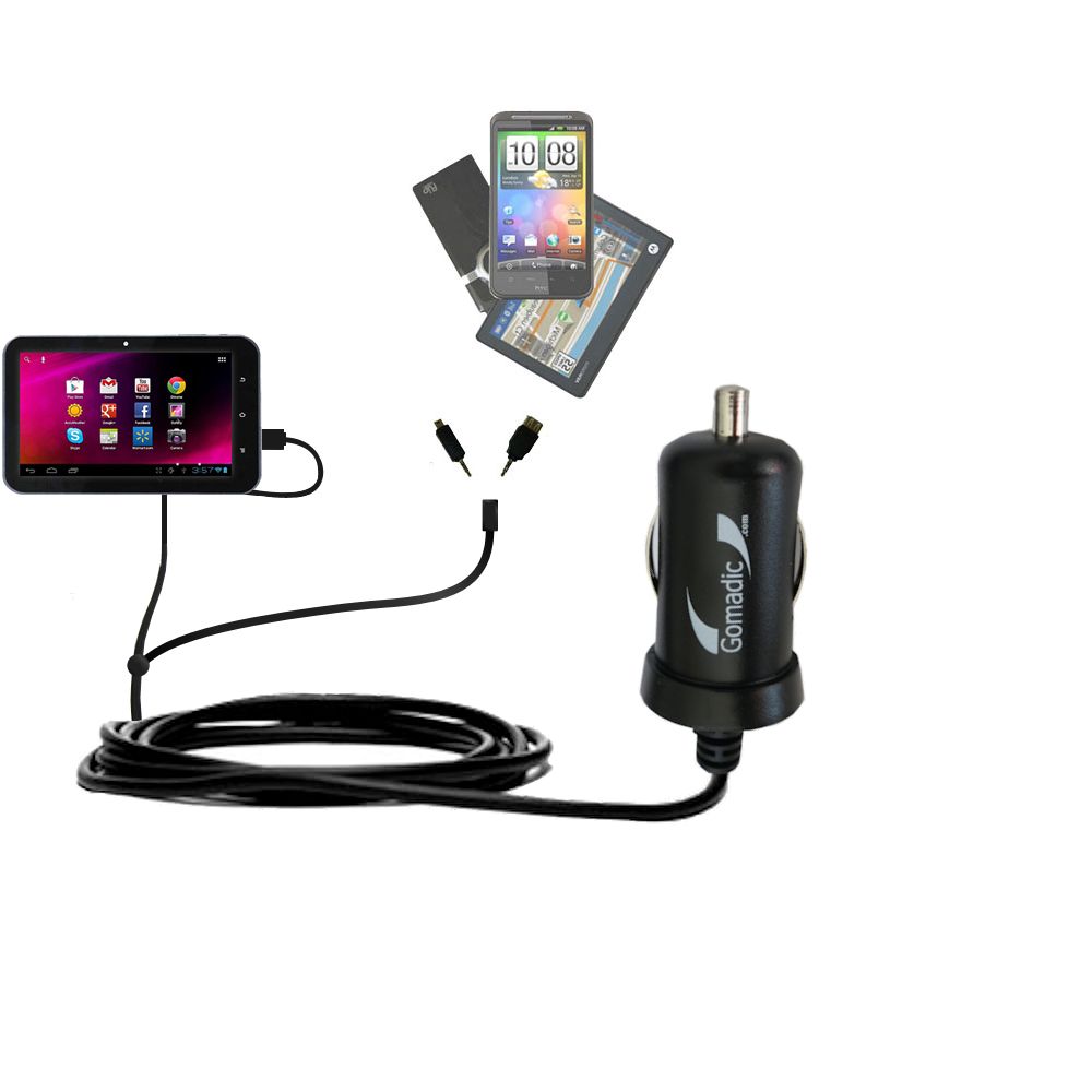 mini Double Car Charger with tips including compatible with the HKC 7 Tablet LC07740