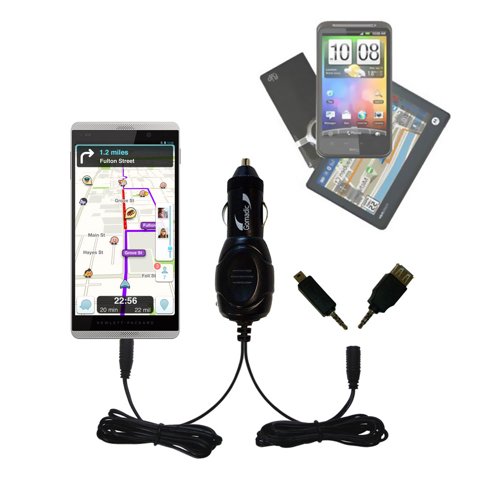 mini Double Car Charger with tips including compatible with the HP Slate 6 VoiceTab II