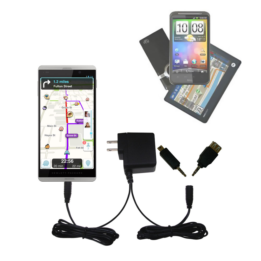 Double Wall Home Charger with tips including compatible with the HP Slate 6 VoiceTab II
