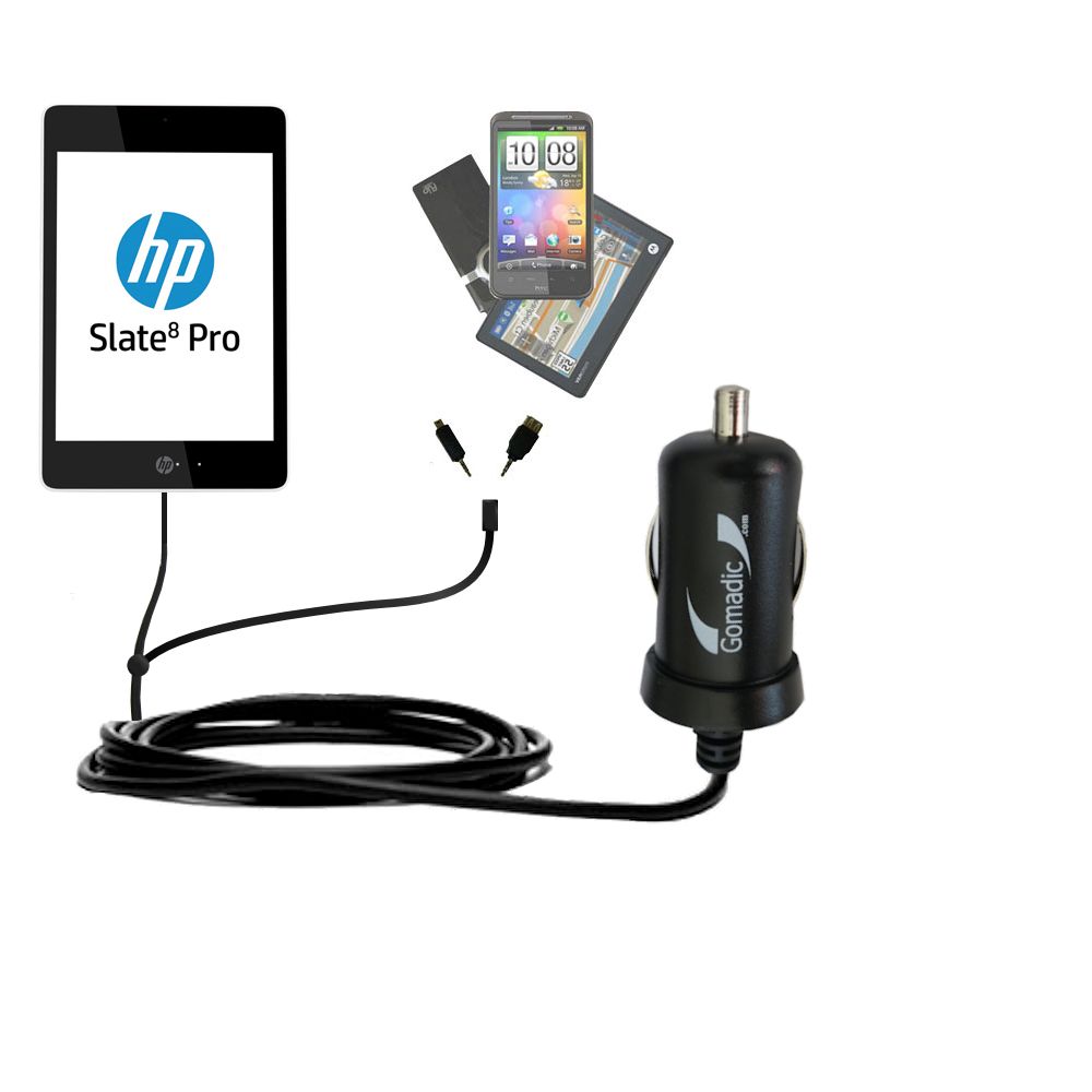 mini Double Car Charger with tips including compatible with the HP Slate 8 Pro