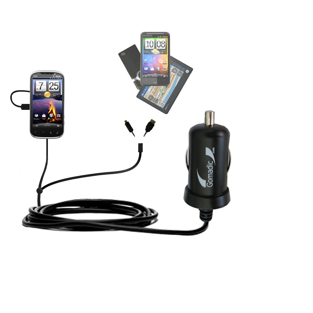 mini Double Car Charger with tips including compatible with the HTC Amaze 4G